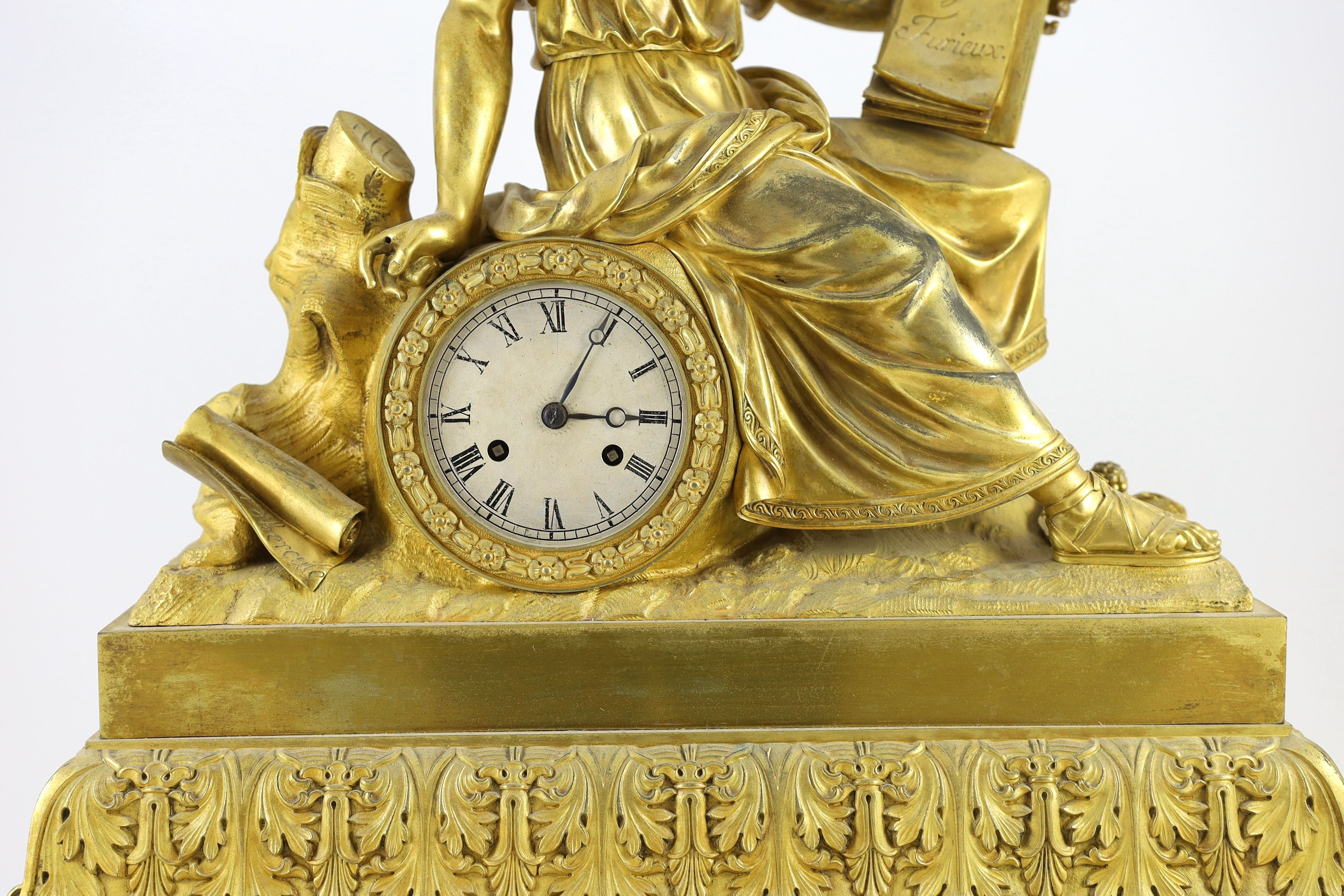 A mid 19th century French ormolu mantel clock, width 54cm, height 60cm